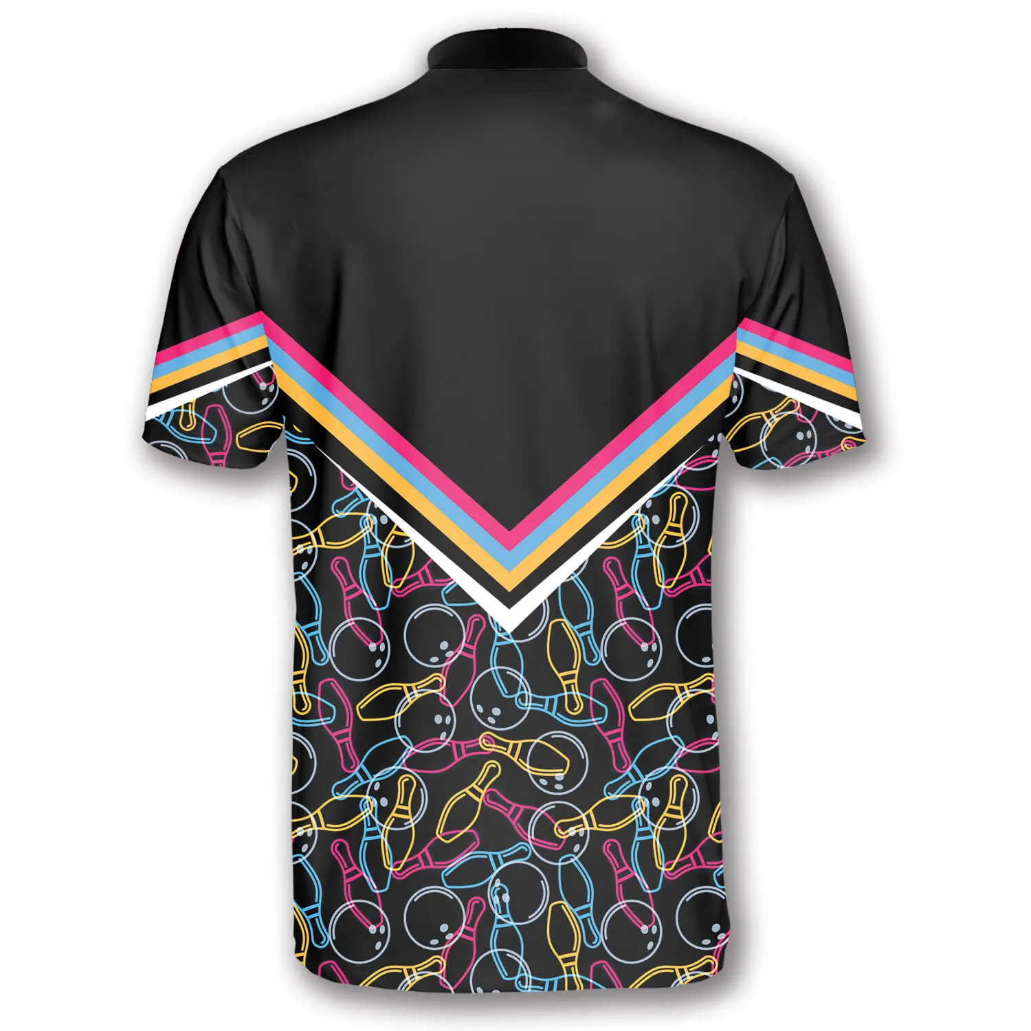 3D All Over Print Bowling Pattern In Black Colorful Lines Custom Bowling Jerseys for Men