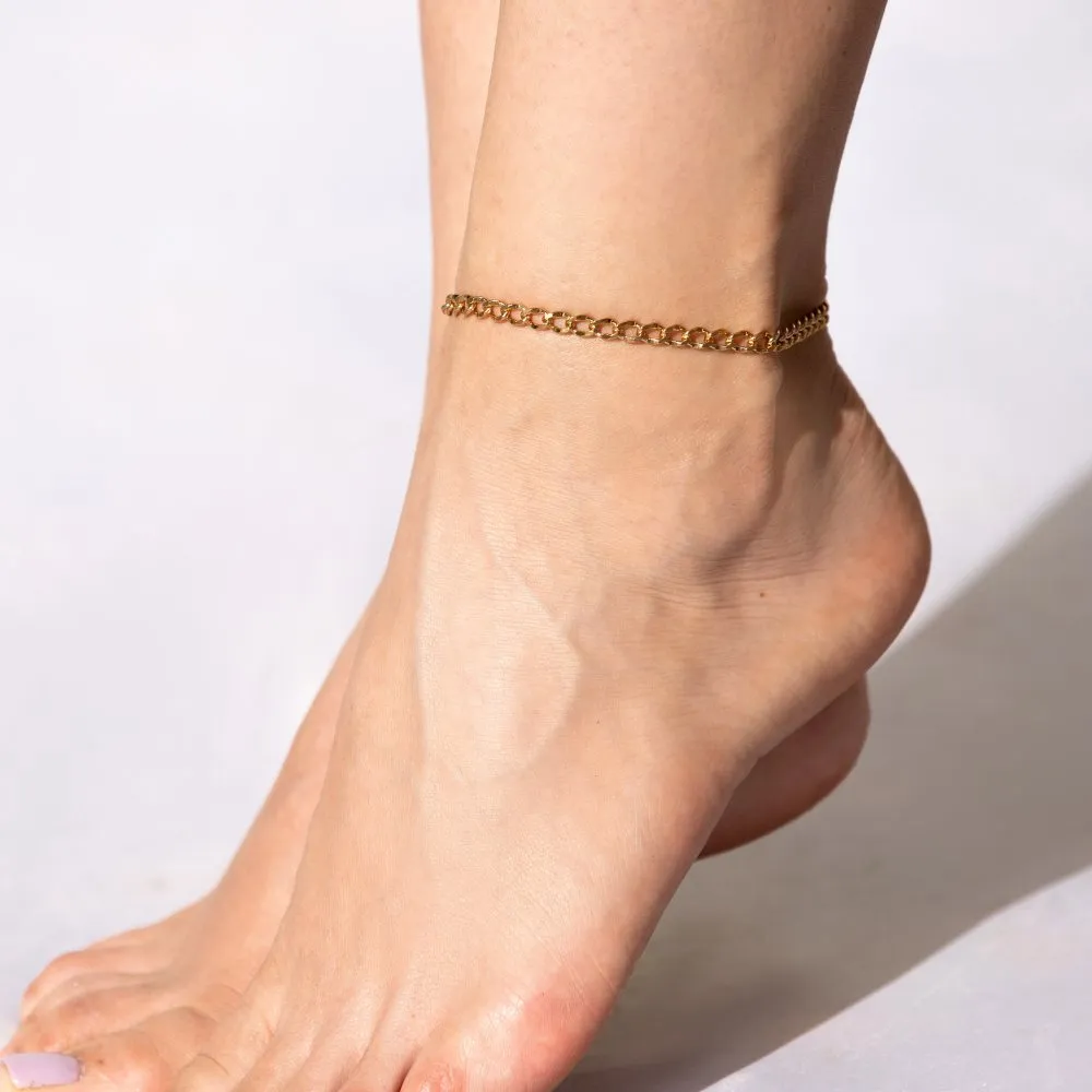 4mm Diamond Cut Curb Link Anklet