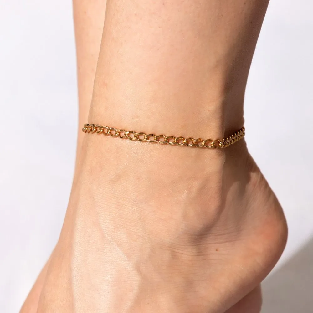 4mm Diamond Cut Curb Link Anklet