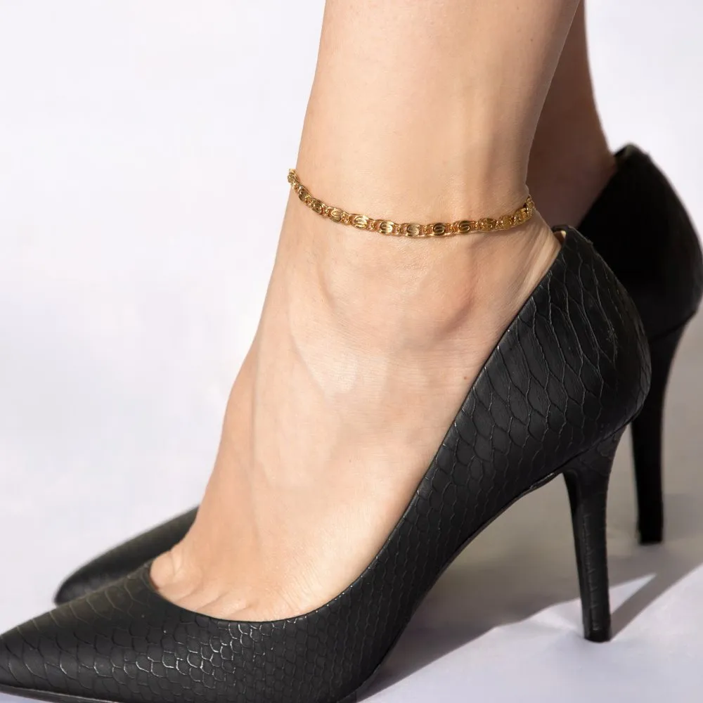 5mm Diamond Cut Scroll Anklet