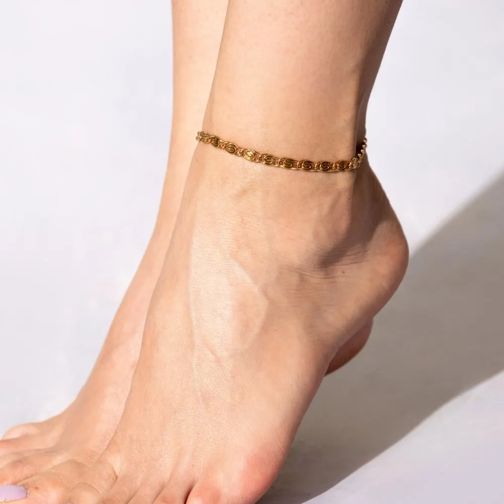 5mm Diamond Cut Scroll Anklet