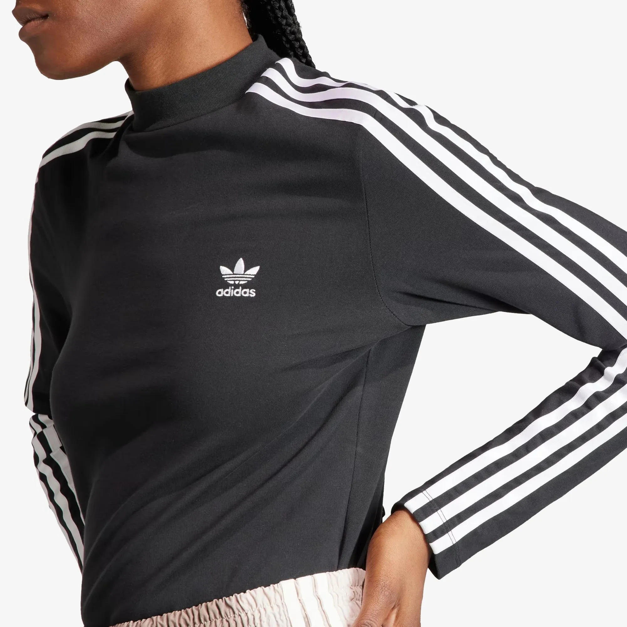 Adidas Originals | ADICOLOR CLASSICS 3-STRIPES HIGH NECK LONG SLEEVE TEE  { BLACK