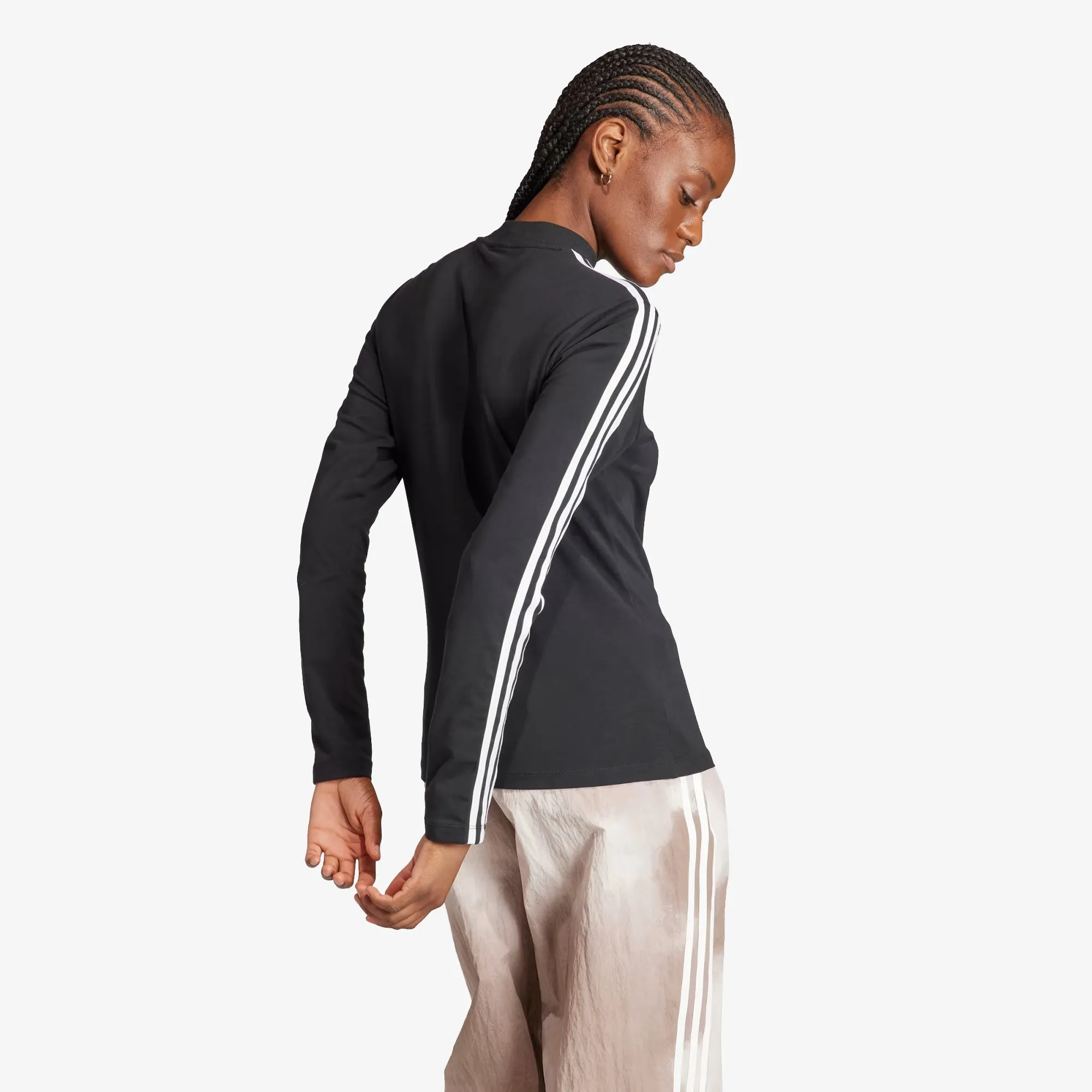 Adidas Originals | ADICOLOR CLASSICS 3-STRIPES HIGH NECK LONG SLEEVE TEE  { BLACK