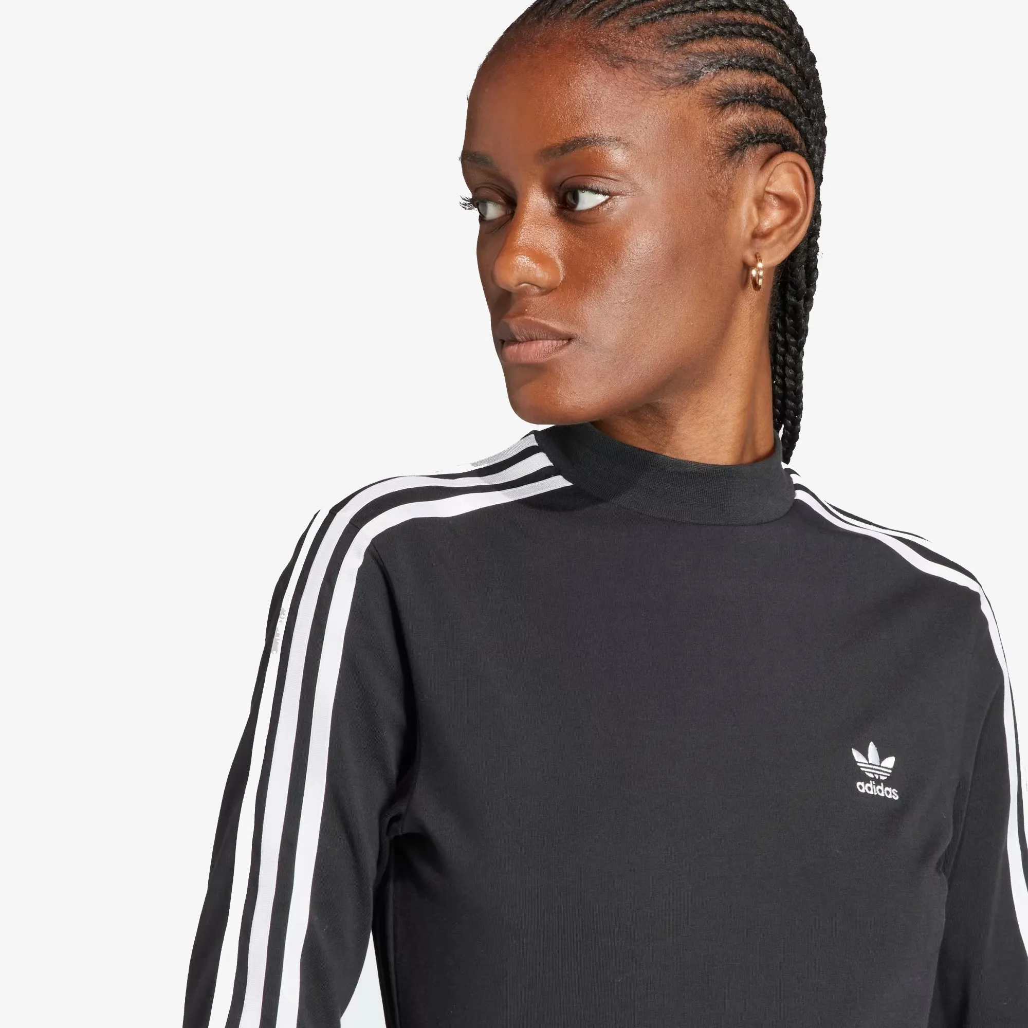 Adidas Originals | ADICOLOR CLASSICS 3-STRIPES HIGH NECK LONG SLEEVE TEE  { BLACK