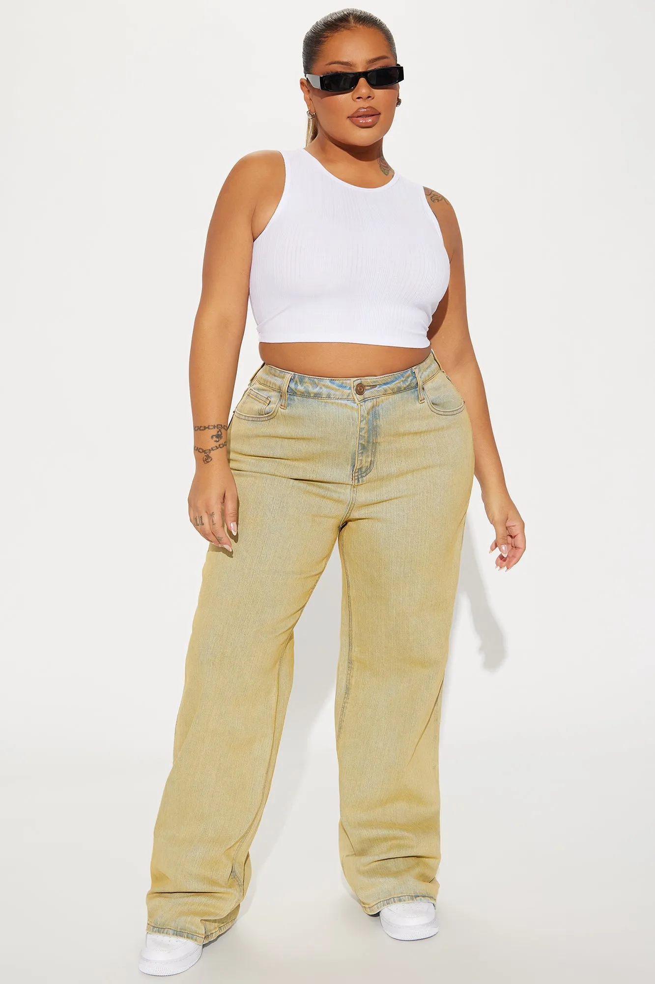 Affirmations Stretch Tinted Wide Leg Jeans - Vintage Wash