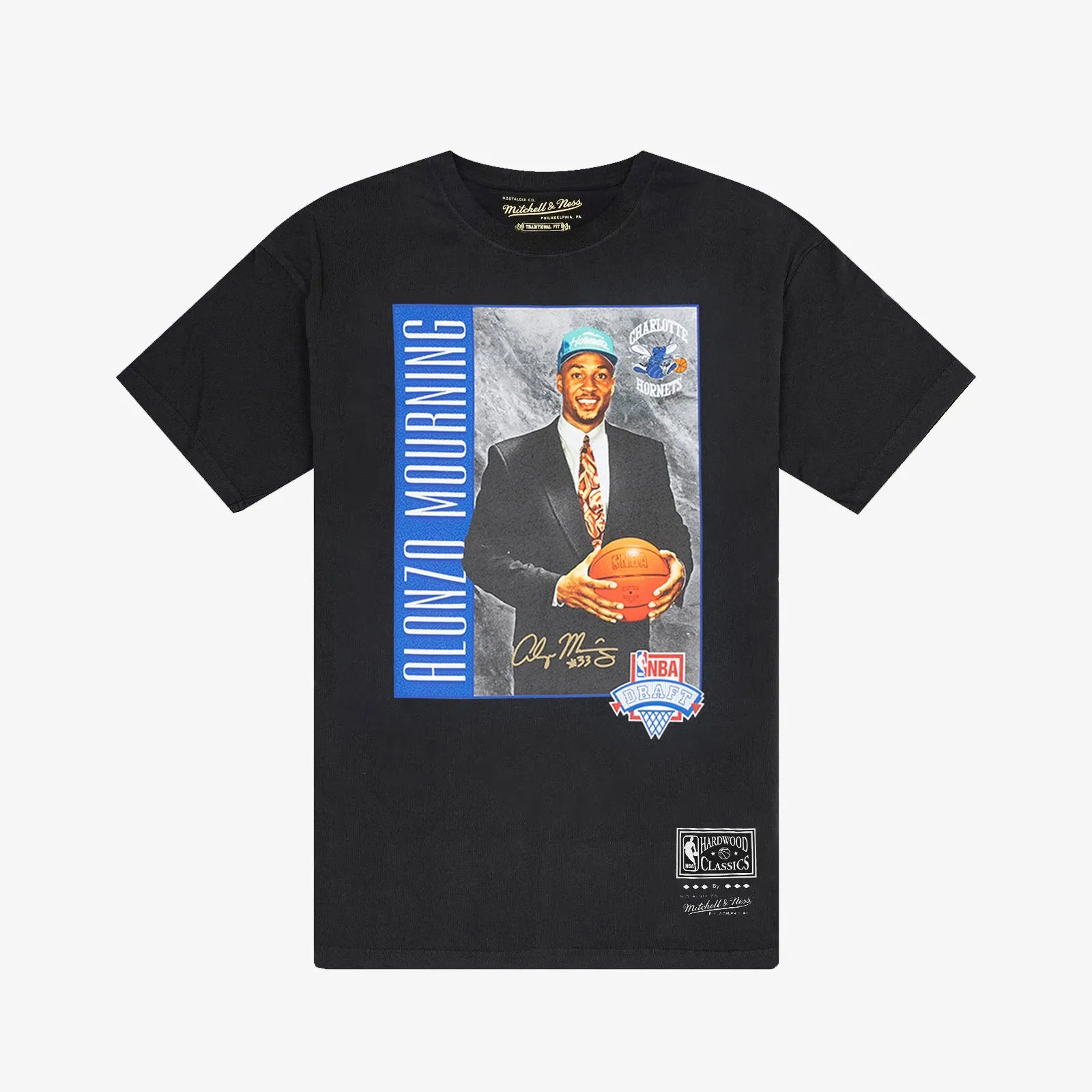 Alonzo Mourning Charlotte Hornets Draft Day Tee - Faded Black