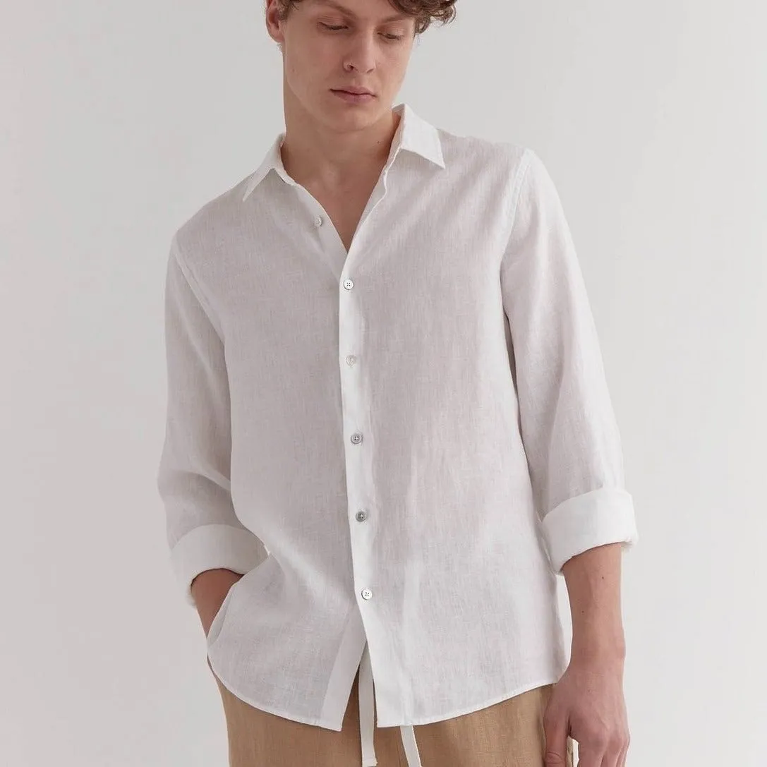 Assembly Label Casual Long Sleeve Shirt - White