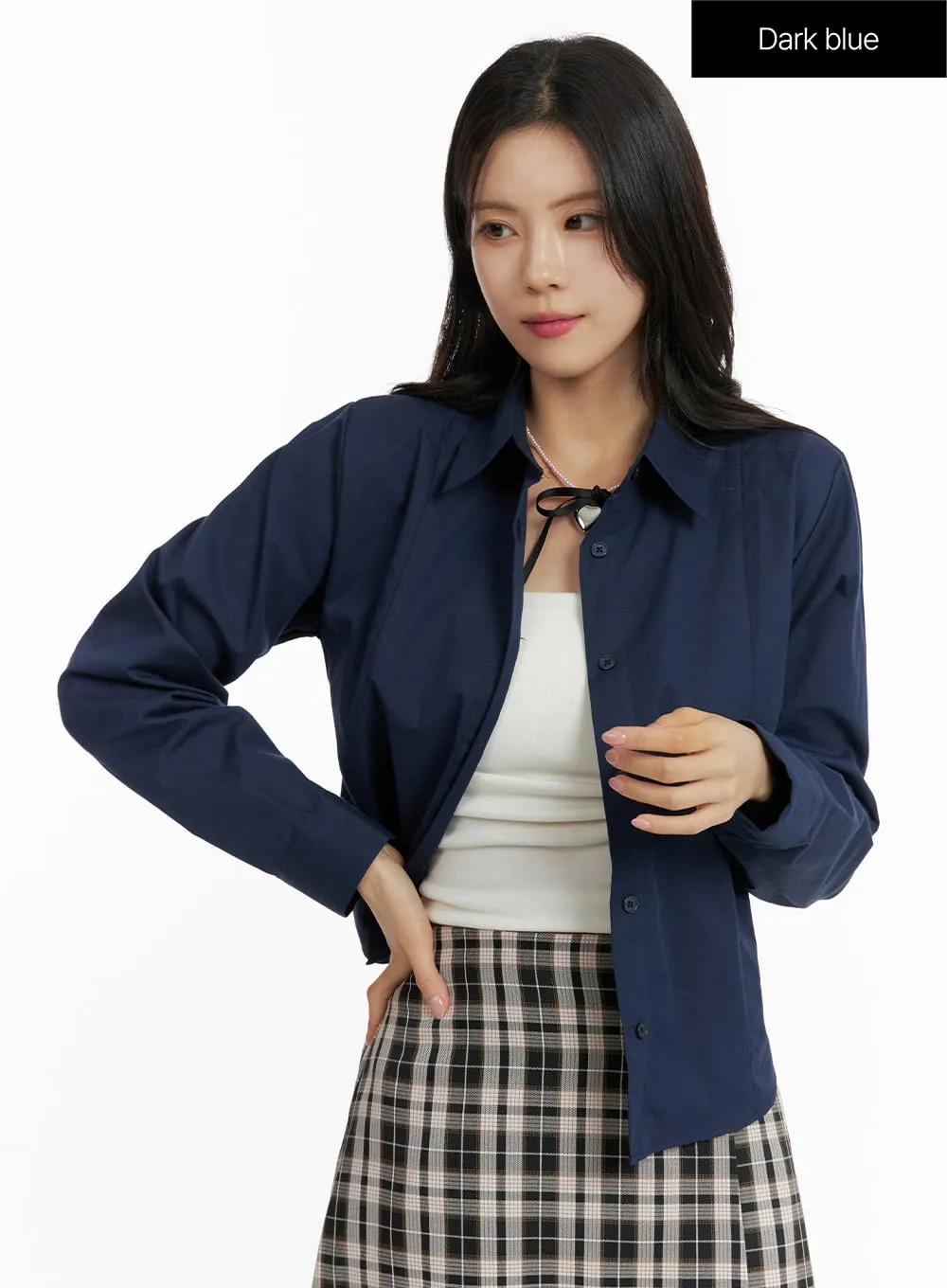 Basic Collar Button-Up Shirt OF408