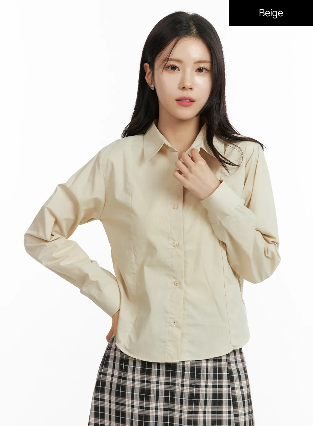 Basic Collar Button-Up Shirt OF408