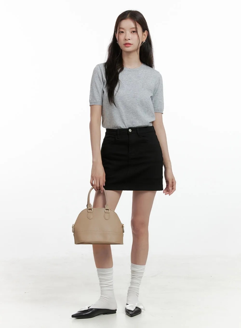 Basic Cotton Mini Skirt OL417