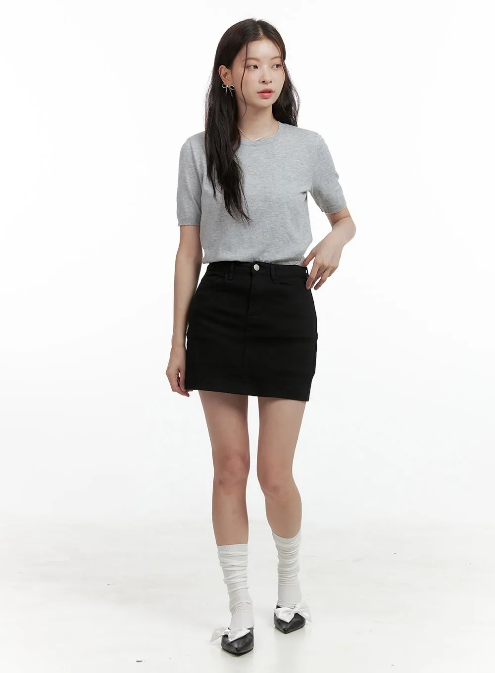 Basic Cotton Mini Skirt OL417