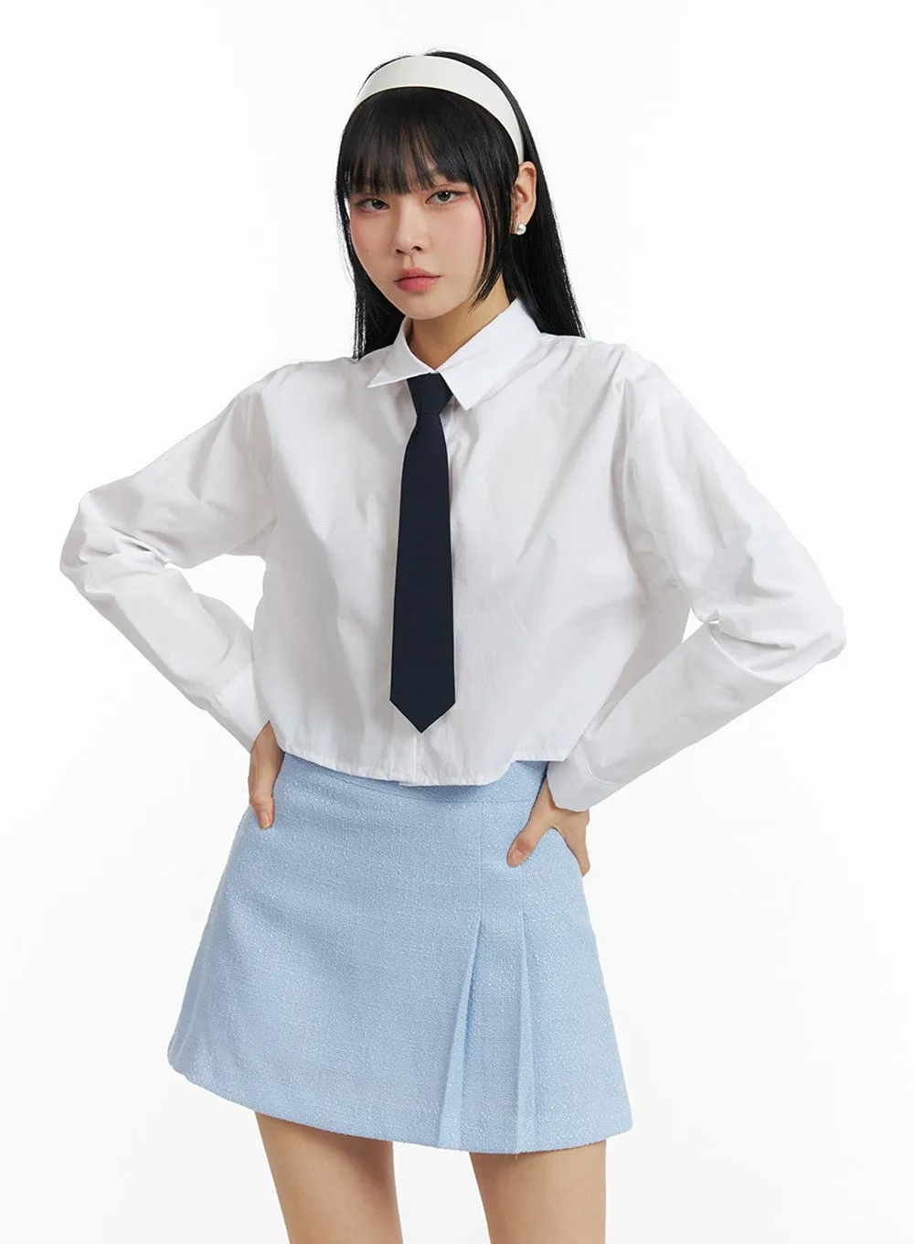 Basic Crop Collar Shirt IF402