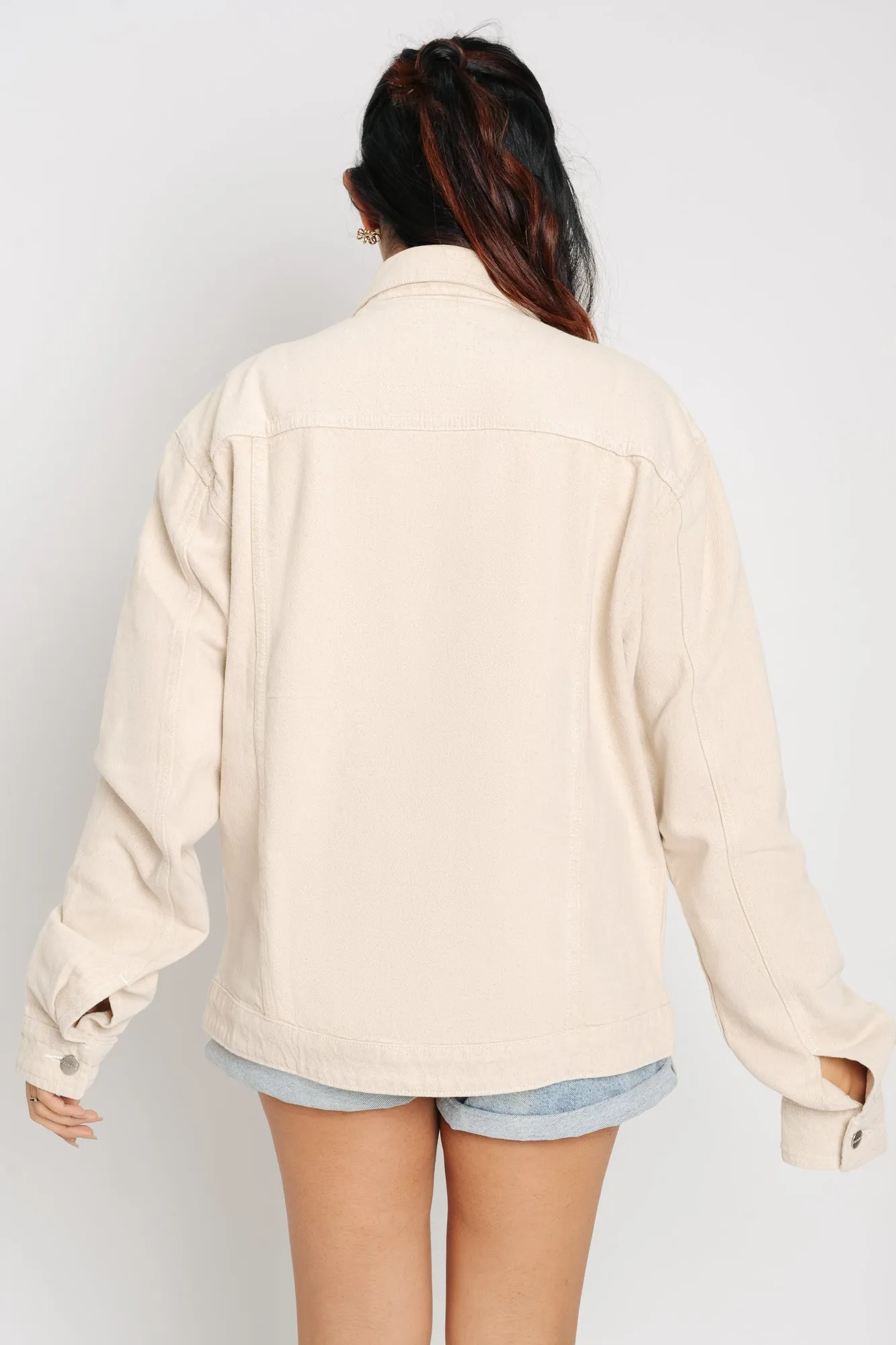 Beige Flag Denim Jacket