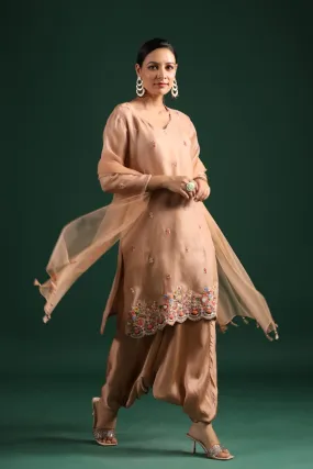 Beige Organza Silk Kurta Set