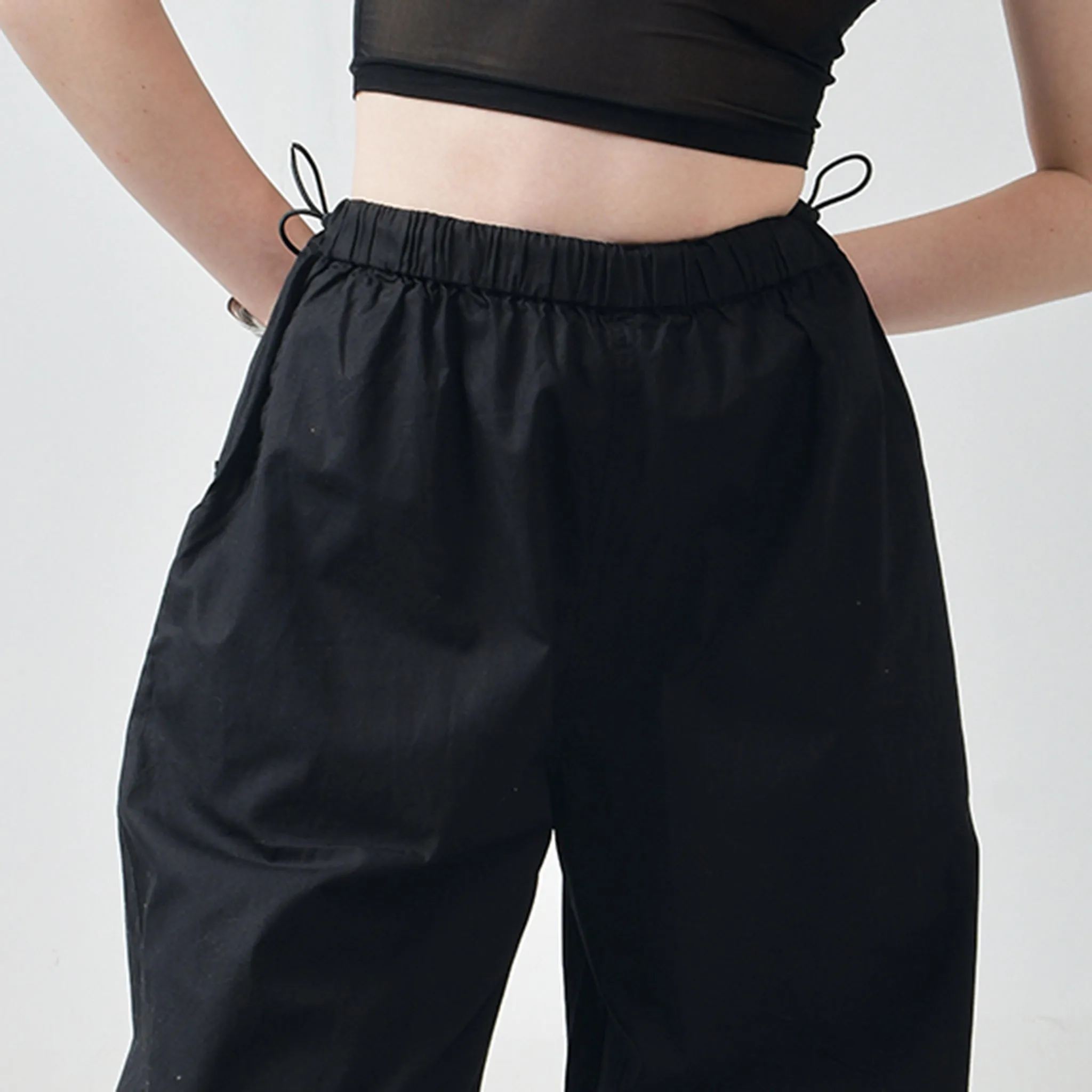 Black Corset Crop Top & Black Parachute Pants