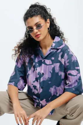 Black Currant Print Women's Resort Shirt