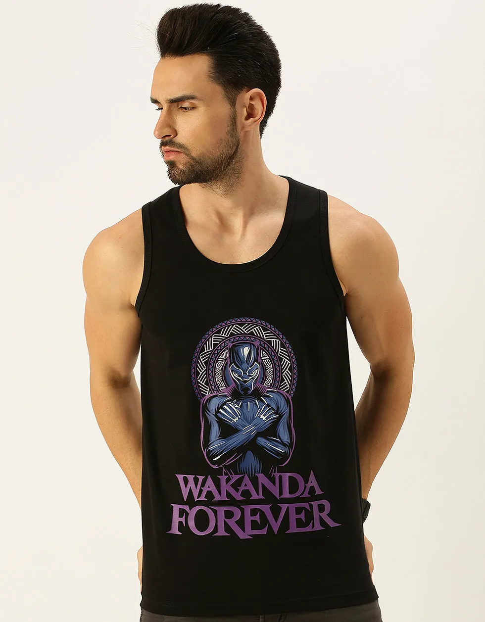 Black Panther Wakanda Forever Black Chest Graphic Printed Vest