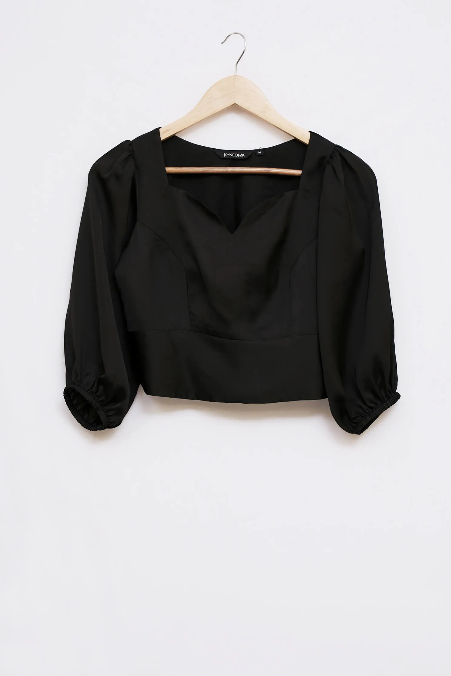 Black Solid Crop Top