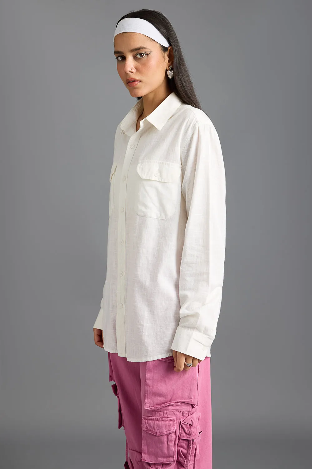 Blaze White Solid Women's Shirt