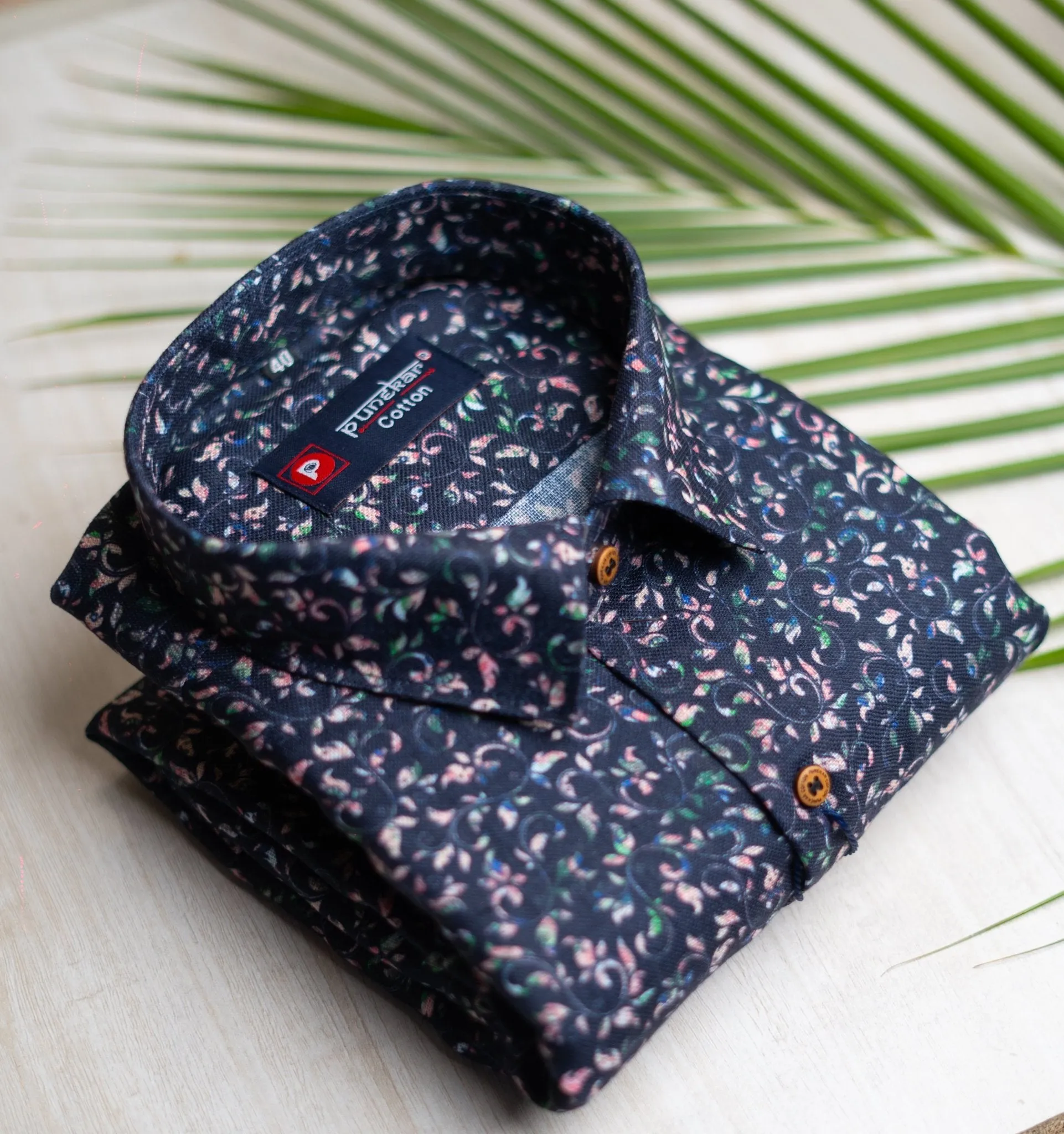 Blue Pink Color floral Moroccan print Shirt For Men