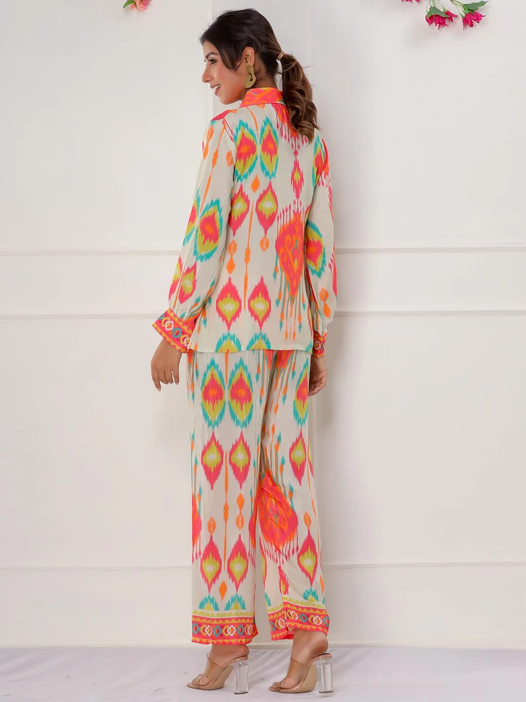 Boho Muslin Co-ord Set with Trendy Ikat Print