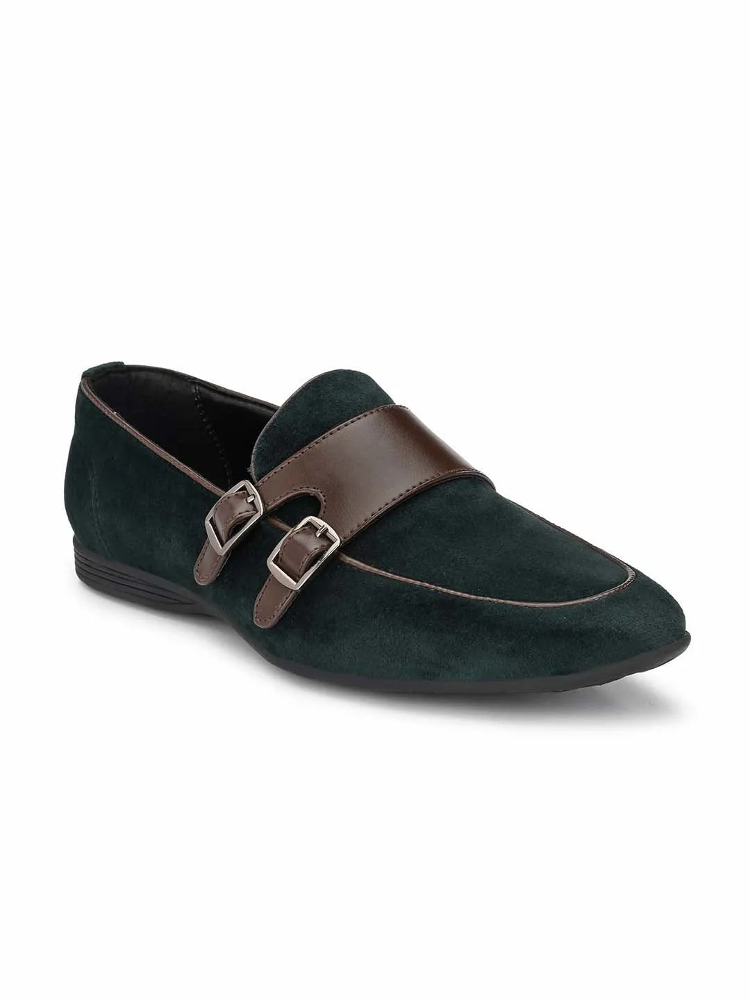 bottle Green velvet Monk-Strap