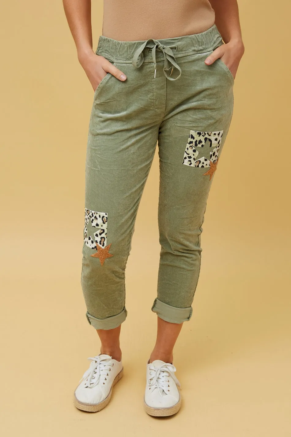 CARRISA PATCHWORK PRINT JOGGER PANTS