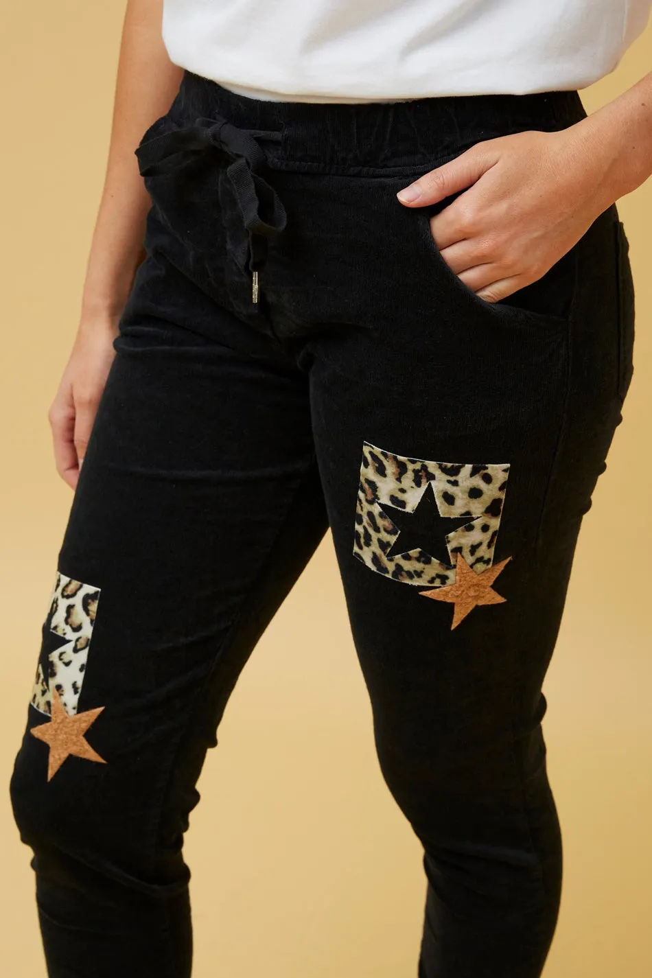 CARRISA PATCHWORK PRINT JOGGER PANTS