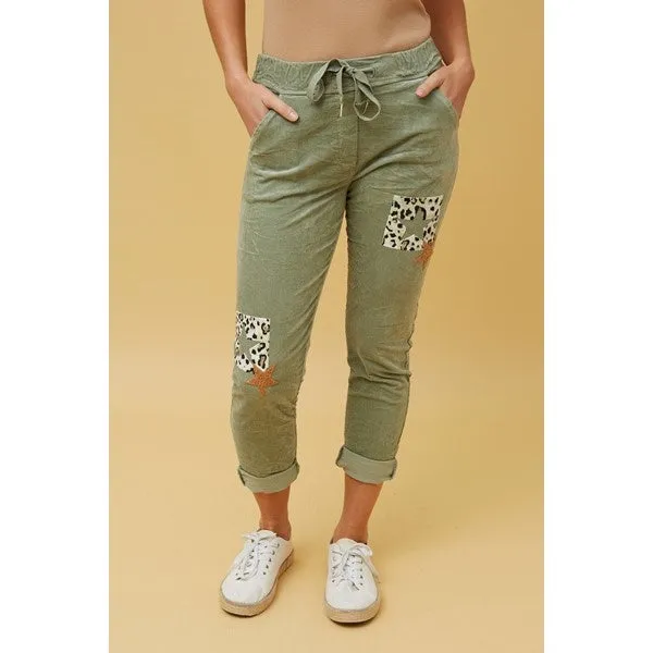 CARRISA PATCHWORK PRINT JOGGER PANTS