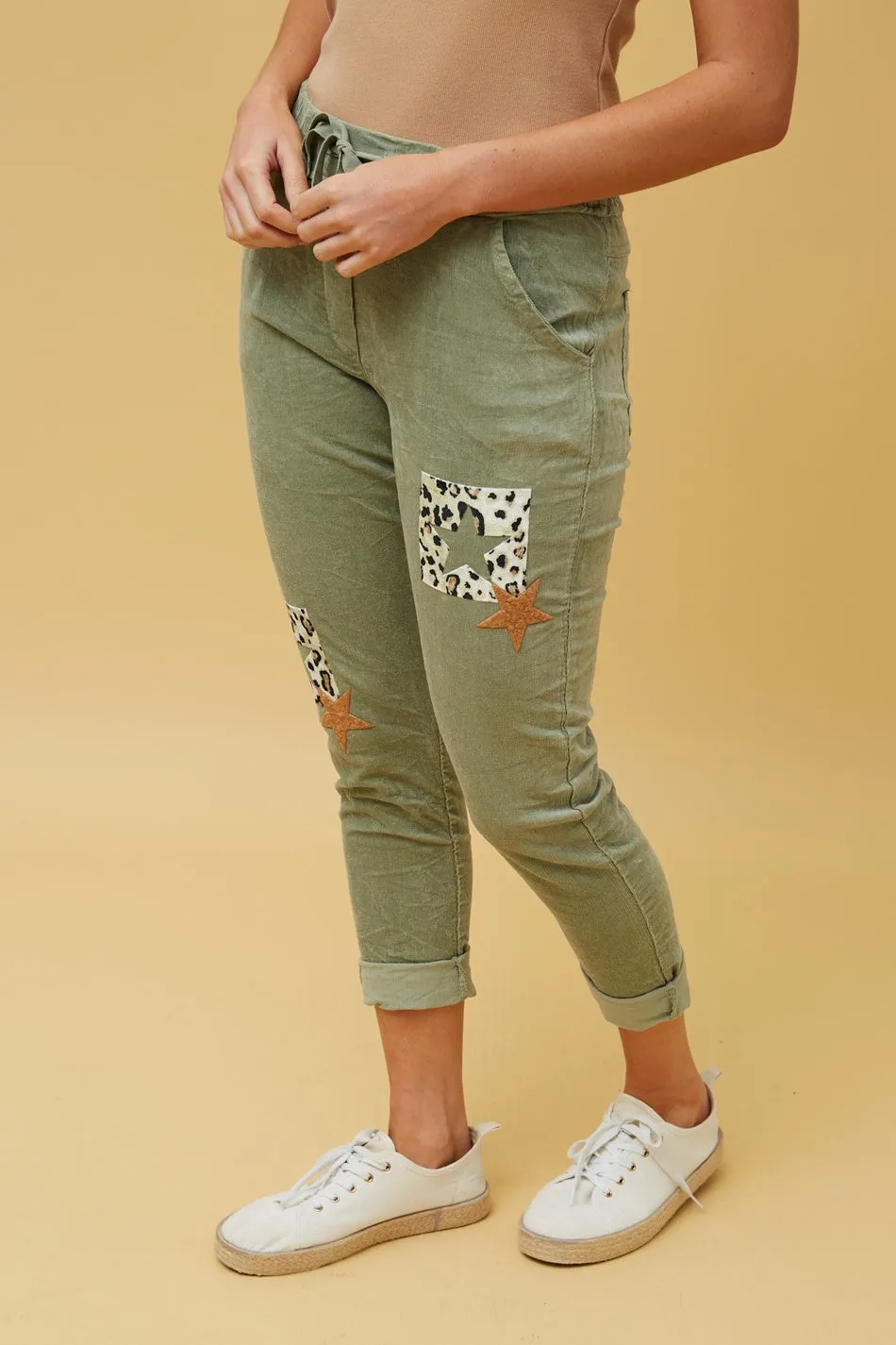 CARRISA PATCHWORK PRINT JOGGER PANTS