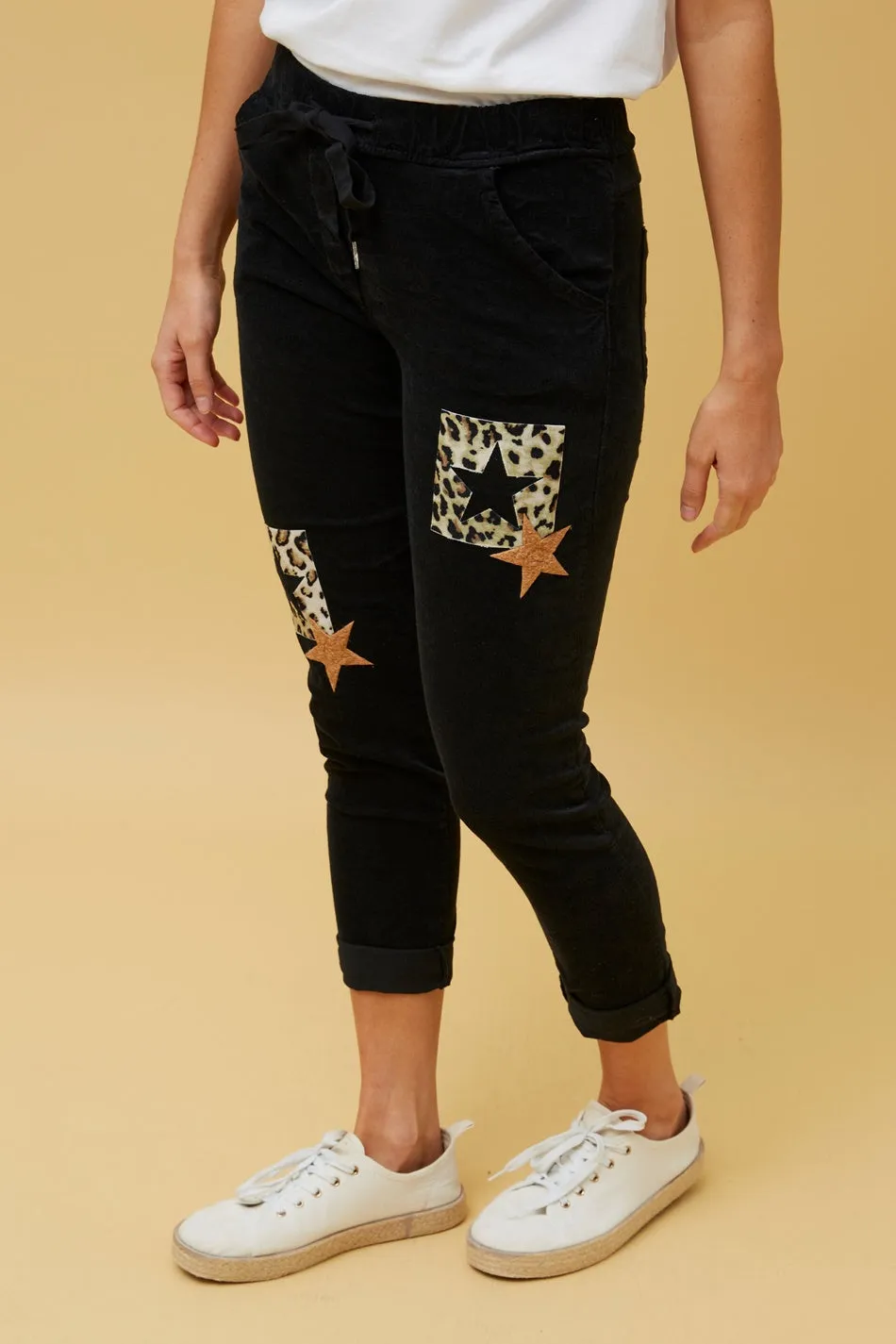 CARRISA PATCHWORK PRINT JOGGER PANTS