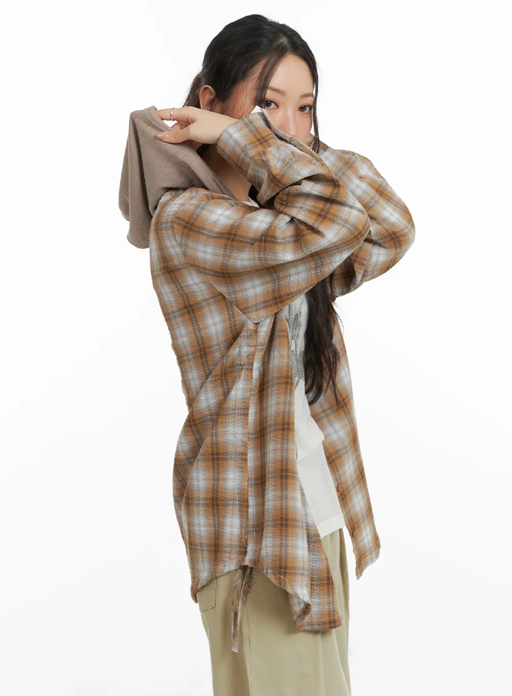 Checkered Hooded Shirt CM426