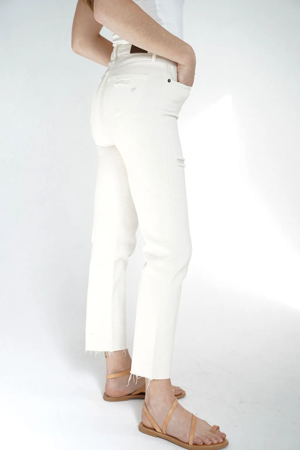 Chrissy Distressed Straight Leg Jeans