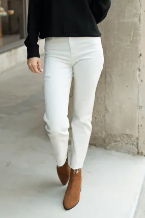 Chrissy Distressed Straight Leg Jeans