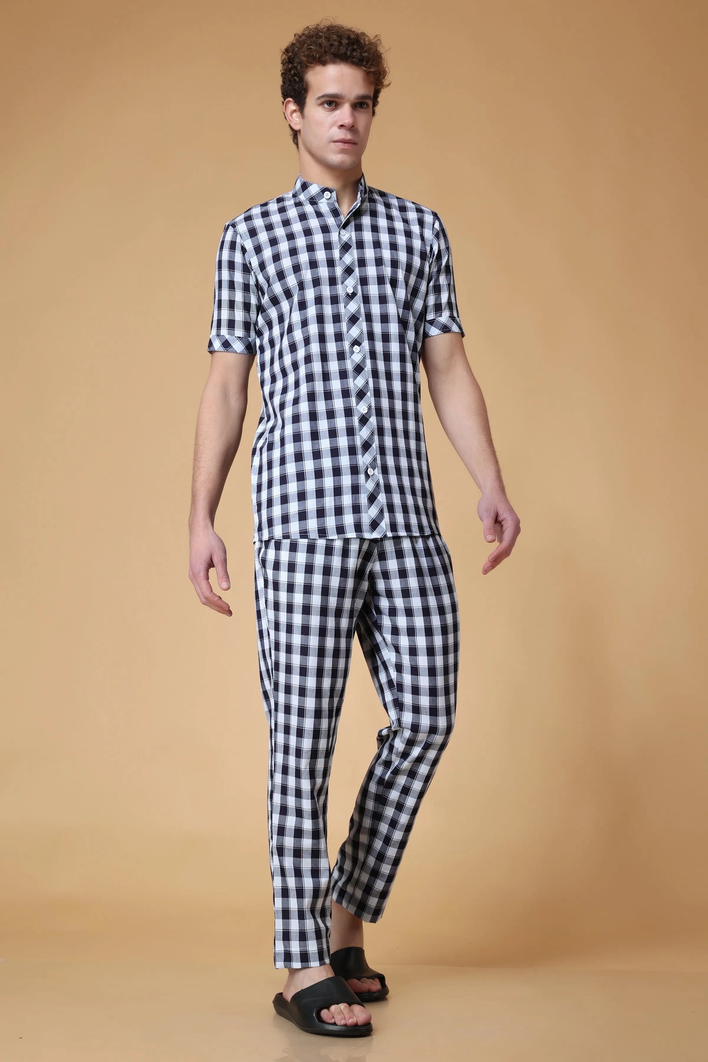 Classic Black Checked Night Suit