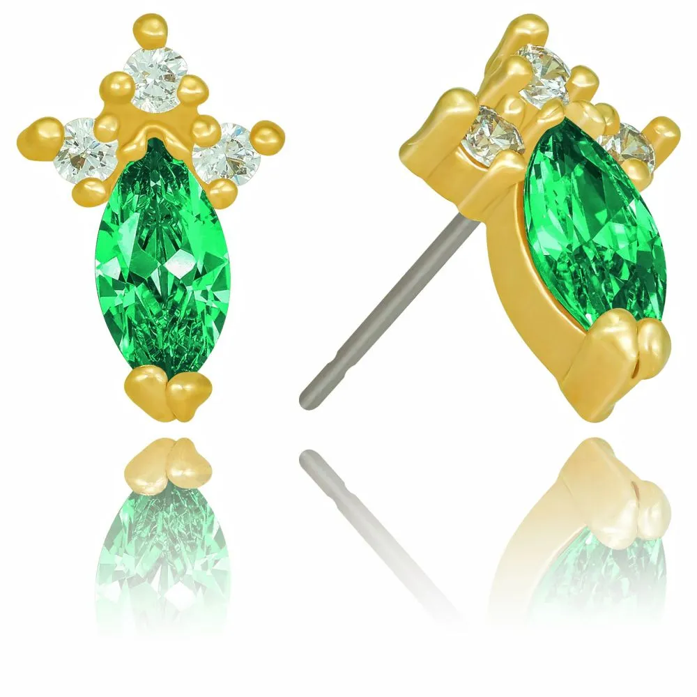 Cubic Zirconia Marquise Birthstone Stud Earrings