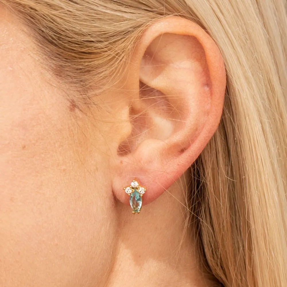 Cubic Zirconia Marquise Birthstone Stud Earrings