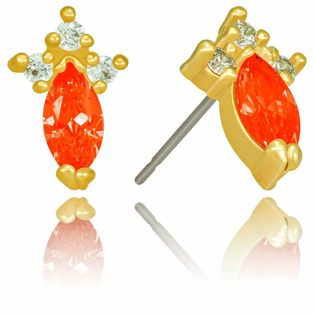 Cubic Zirconia Marquise Birthstone Stud Earrings