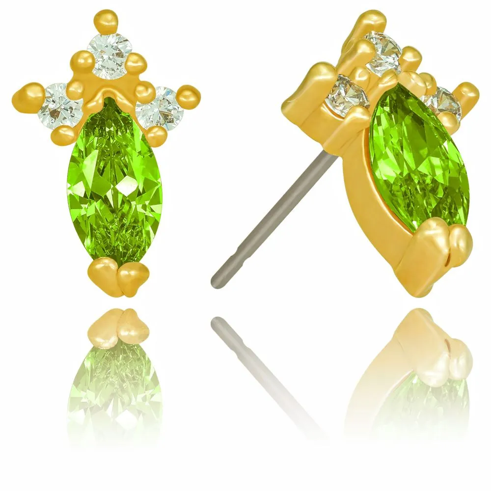 Cubic Zirconia Marquise Birthstone Stud Earrings