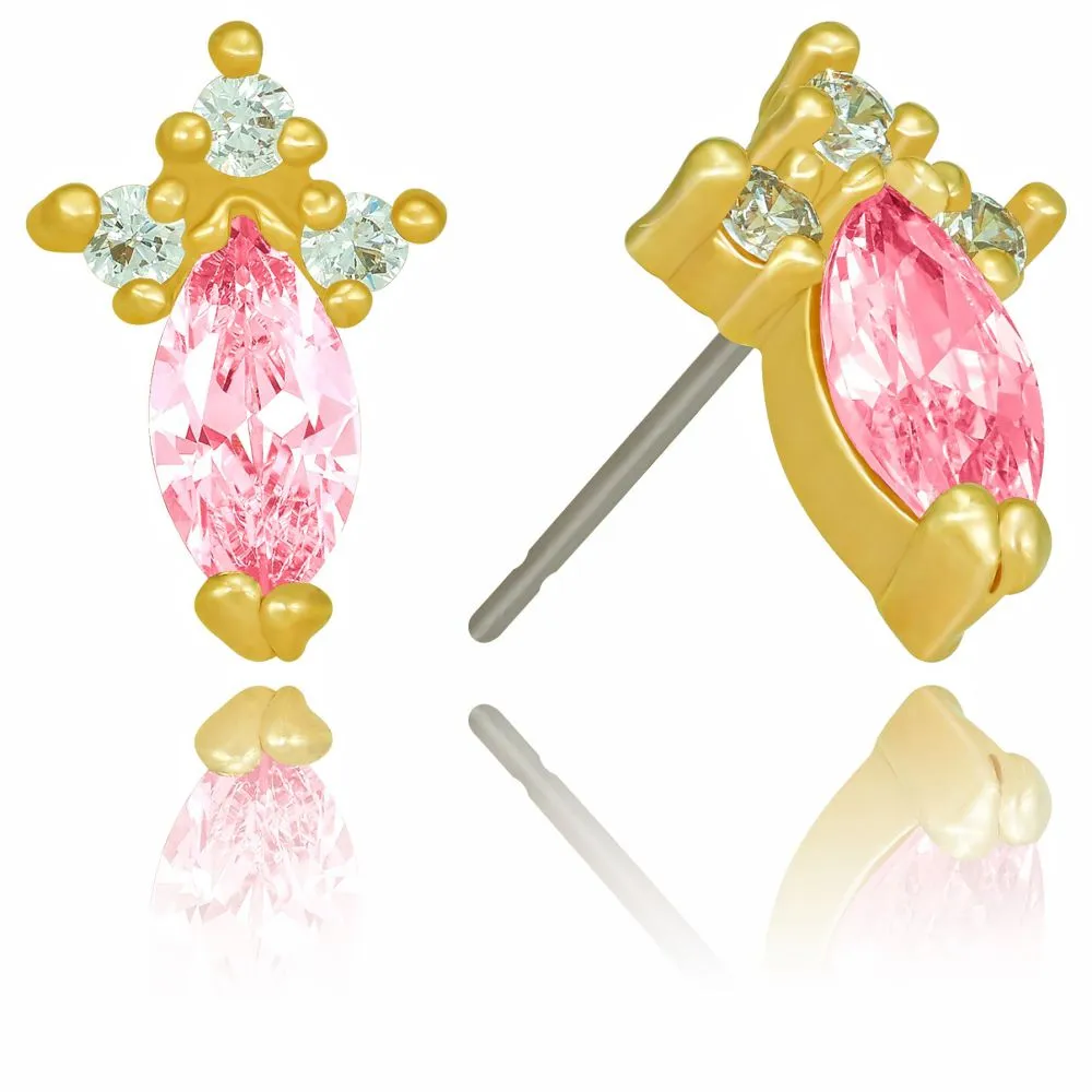 Cubic Zirconia Marquise Birthstone Stud Earrings