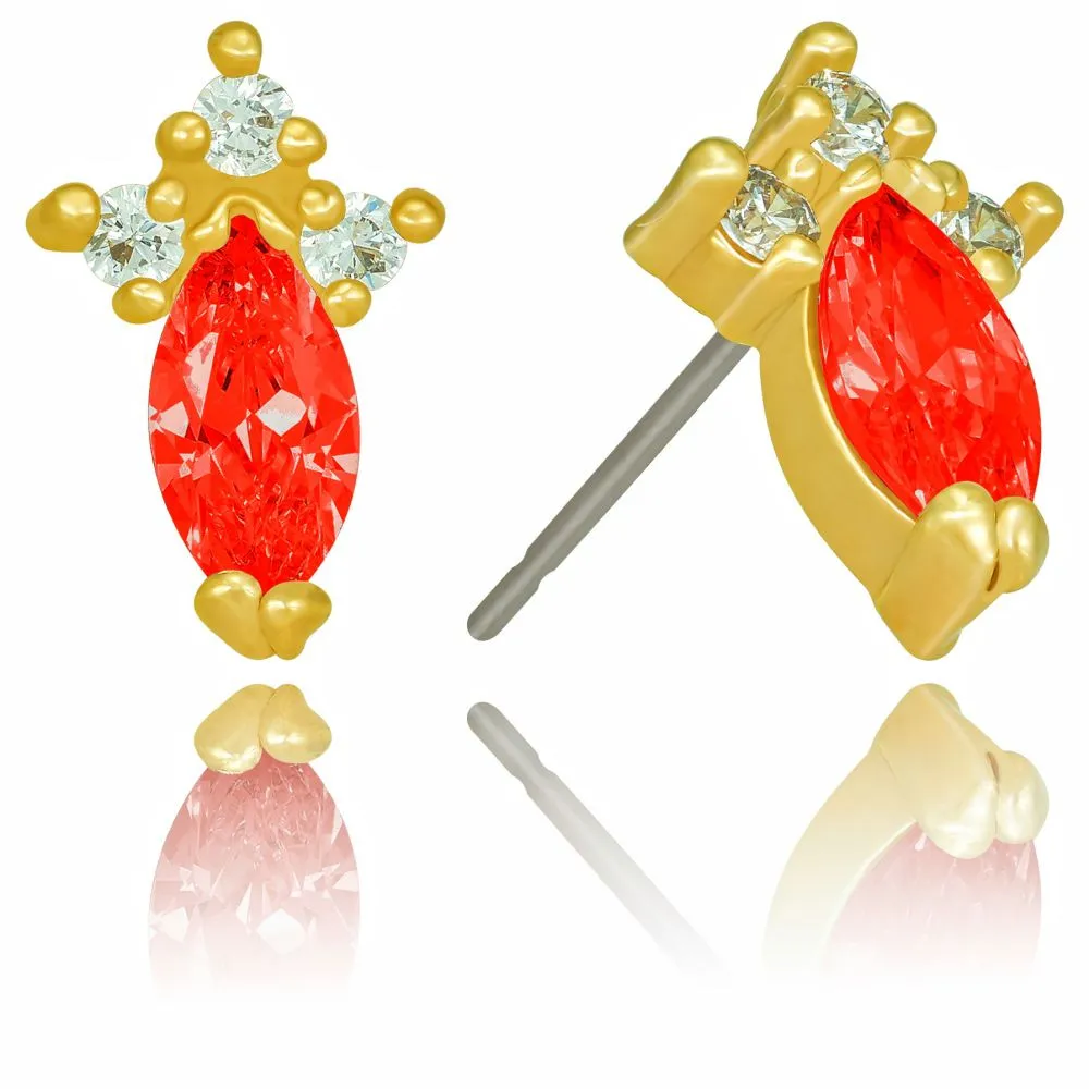 Cubic Zirconia Marquise Birthstone Stud Earrings