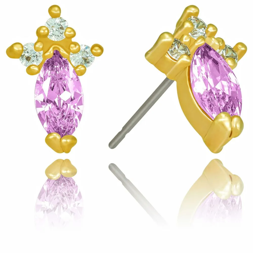 Cubic Zirconia Marquise Birthstone Stud Earrings