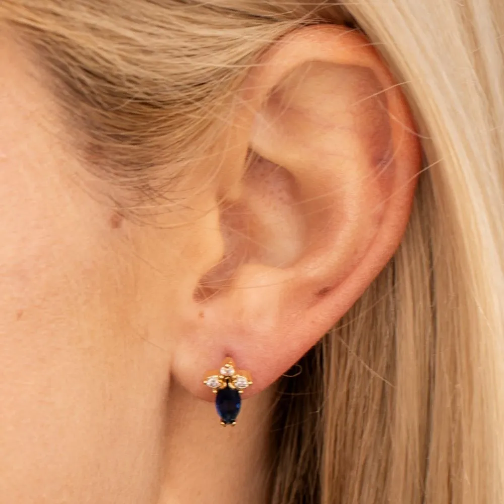 Cubic Zirconia Marquise Birthstone Stud Earrings