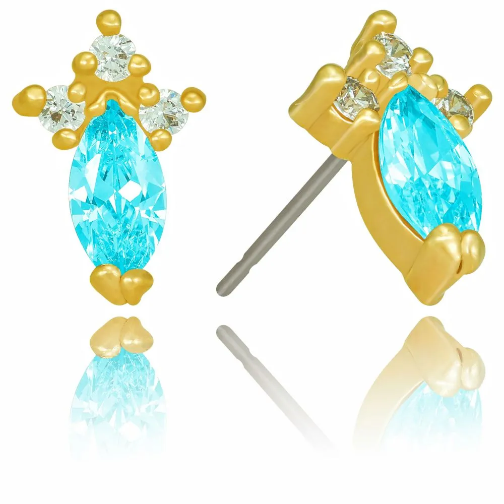 Cubic Zirconia Marquise Birthstone Stud Earrings