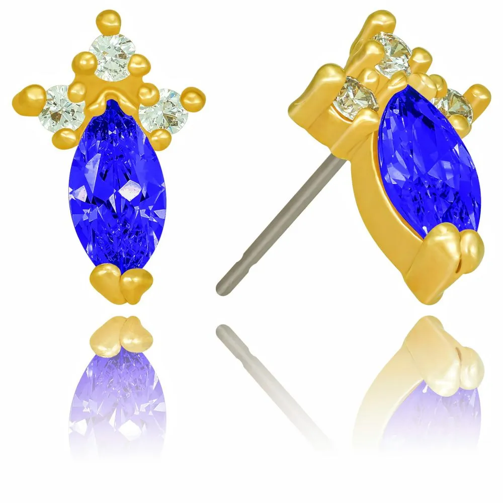 Cubic Zirconia Marquise Birthstone Stud Earrings