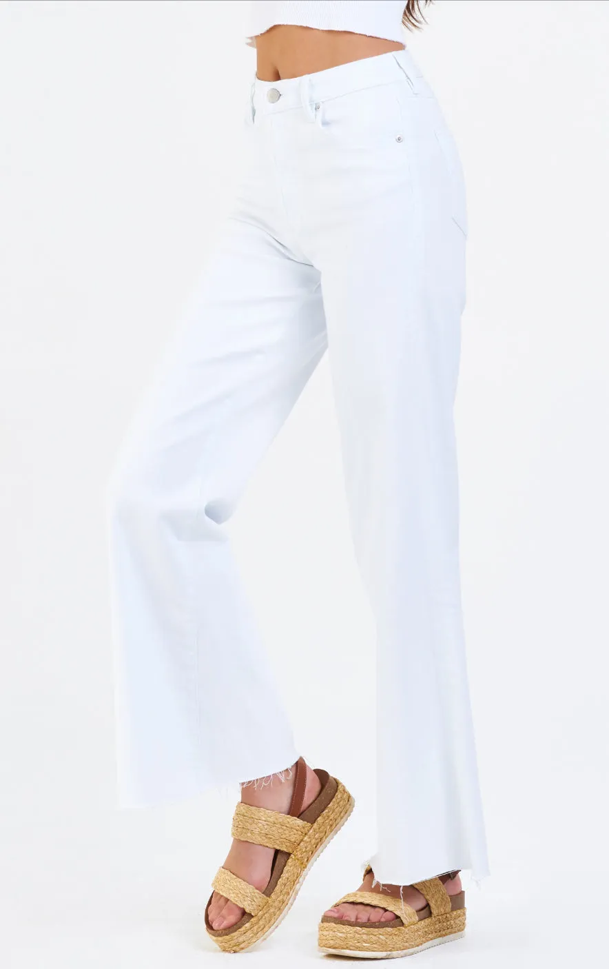 Dear John Fiona Super High Rise Wide Leg Jeans White