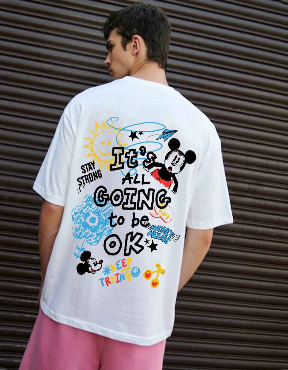 Disney White Oversized Back Graphic Printed Oversized Tshirt