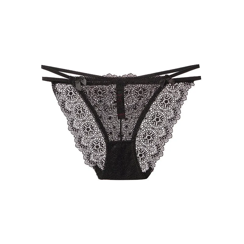 Ella Lace Panty Thong Underwear Black