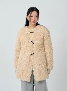 Faux Fur Button Midi Coat CJ302