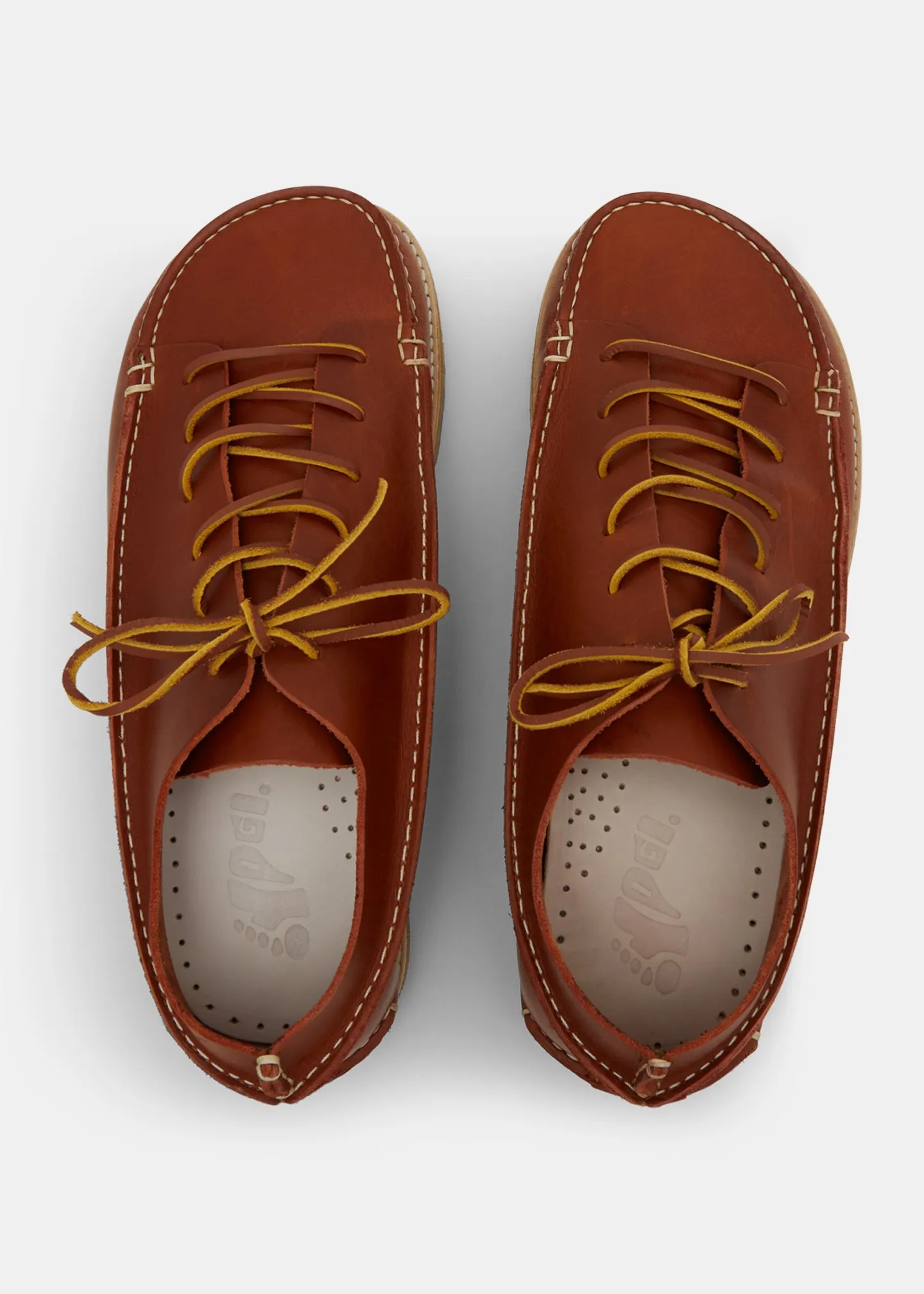 Finn Leather Lace Up Shoe On Crepe - Burnt Orange